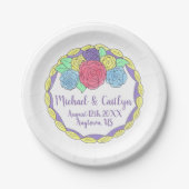 フローラ花バラブライダルシャワー結婚ズケーキ ペーパープレート (正面)