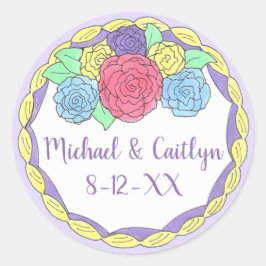フローラ花バラブライダルシャワー結婚ズケーキ ラウンドシール
