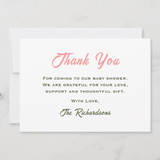 フローラ花ベビー開花植物赤ちゃんシャワー サンキューカード (正面)