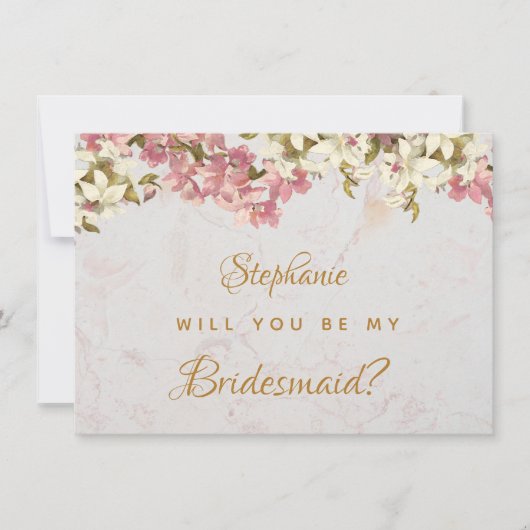 フローラ花嫁プロポーズピンクオーキッドマーブルカード シーズンカード (正面)