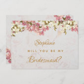 フローラ花嫁プロポーズピンクオーキッドマーブルカード シーズンカード (正面/裏面)