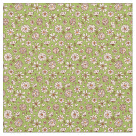 フローラ花文緑地布 ファブリック