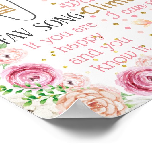 フローラ花最初の誕生日のサインと写真 ポスター (角)