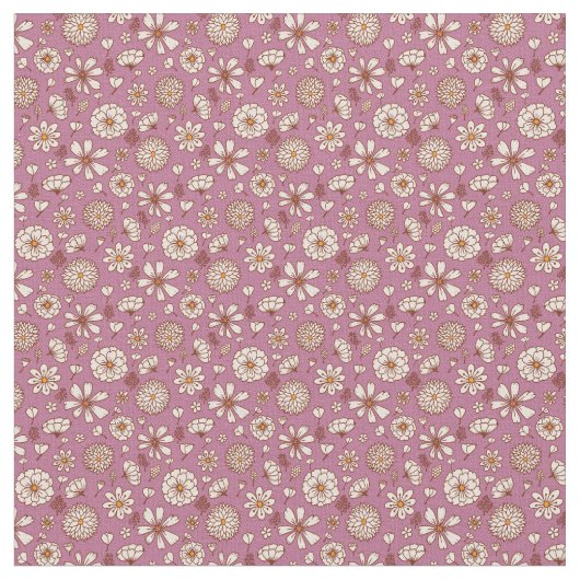 フローラ花模様赤い背景ファブリック ファブリック (クローズアップ)