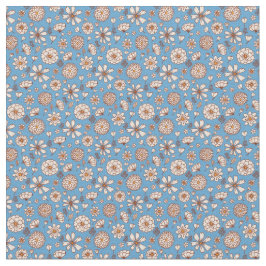 フローラ花模様（青） ファブリック