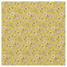 フローラ花模様（黄色）背景（布） ファブリック