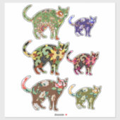 フローラ花猫切り出し動物芸術 シール (シート)