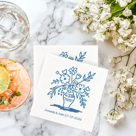 フローラ花瓶スケッチカスタムウェディング婚約 スタンダードカクテルナプキン