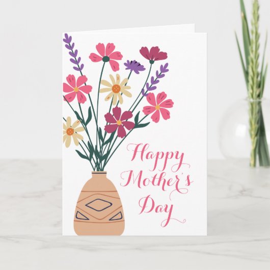 フローラ花瓶母の日の折り返しグリーティングカード カード (正面)