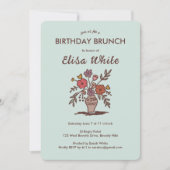 フローラ花瓶素朴お洒落誕生会カスタム 招待状 (正面)