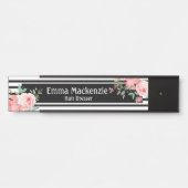 フローラ花白黒オフィスドアの看板 サインプレート (正面)