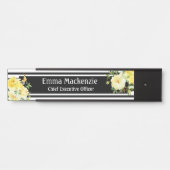 フローラ花白黒オフィスドアの看板 サインプレート (正面)