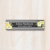 フローラ花白黒オフィスドアの看板 サインプレート (正面)