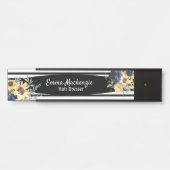 フローラ花白黒オフィスドアの看板 サインプレート (正面)