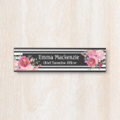 フローラ花白黒オフィスドアの看板 サインプレート (正面)