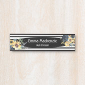 フローラ花白黒オフィスドアの看板 サインプレート (正面)