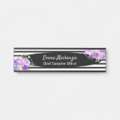 フローラ花白黒オフィスドアの看板 サインプレート (正面)