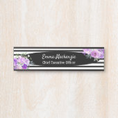 フローラ花白黒オフィスドアの看板 サインプレート (正面)