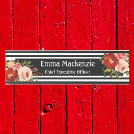 フローラ花白黒オフィスドアの看板 サインプレート