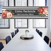 フローラ花白黒オフィスドアの看板 サインプレート