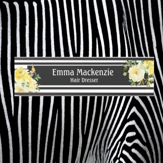 フローラ花白黒オフィスドアの看板 サインプレート