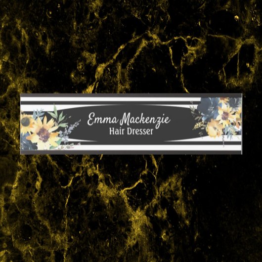 フローラ花白黒オフィスドアの看板 サインプレート