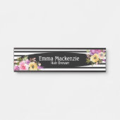 フローラ花白黒オフィスドアの看板 サインプレート (正面)