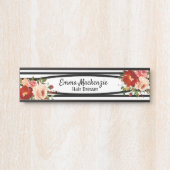 フローラ花白黒オフィスドアの看板 サインプレート (正面)