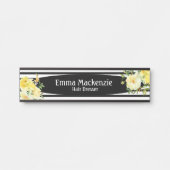 フローラ花白黒オフィスドアの看板 サインプレート (正面)