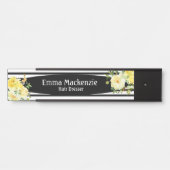 フローラ花白黒オフィスドアの看板 サインプレート (正面)