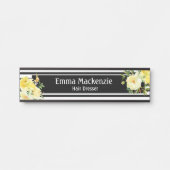 フローラ花白黒オフィスドアの看板 サインプレート (正面)