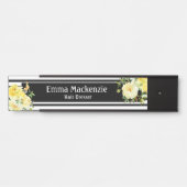 フローラ花白黒オフィスドアの看板 サインプレート (正面)