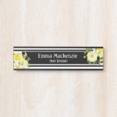 フローラ花白黒オフィスドアの看板 サインプレート (正面)