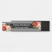 フローラ花白黒オフィスドアの看板 サインプレート (正面)