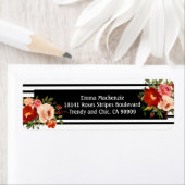 フローラ花白黒差出人住所 ラベル (インサイチュ)