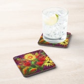 フローラ花花抽象芸術アートレッドイエロー コースター (右側)