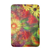 フローラ花花抽象芸術アートレッドイエロー バスマット (正面縦)