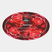 フローラ花製品ラベル赤いバラとロゴ 楕円形シール (正面)