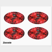 フローラ花製品ラベル赤いバラとロゴ 楕円形シール (シート)