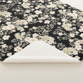 フローラ花野葉花黒背景 シェルパブランケット (3/4)