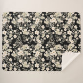 フローラ花野葉花黒背景 シェルパブランケット (正面(横))