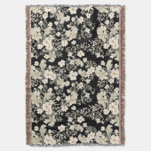 フローラ花野葉花黒背景 スローブランケット (正面縦)