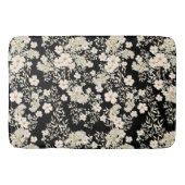 フローラ花野葉花黒背景 バスマット (正面)