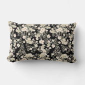 フローラ花野葉花黒背景 ランバークッション (正面)