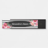 フローラ花黒白ガールズドアサイン サインプレート (正面)