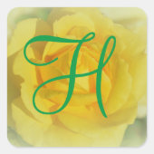 フローラ花3dモノグラムイエローローズ スクエアシール (正面)