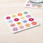 フローラ花、ヴィンテージ花、庭のフローラ スクエアペーパーコースター (アングル)