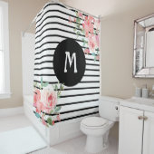 フローラ花（白黒） シャワーカーテン (インサイチュ)