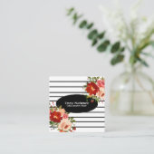 フローラ花（白黒） スクエア名刺 (スタンド正面)