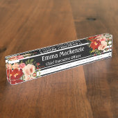 フローラ花（白黒） デスクネームプレート (側面)